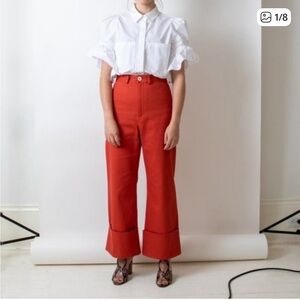 Sea New York Corbin Cuff Stretch Cotton Cropped Wide Leg Cuffed Pants size 4